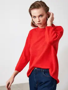 Trendyol Women Red Solid Pullover Sweater