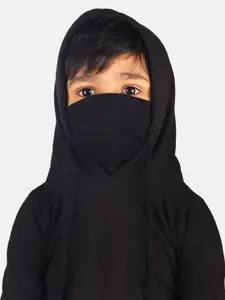 YK Marvel Boys Black Avengers Iron Man Printed Hoodie With Attached Face Covering