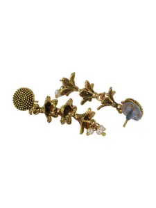 ANIKAS CREATION Gold-Plated Handcrafted Drop Earrings