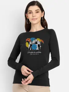 Free Authority Friends Print Black Sweatshirt for Women