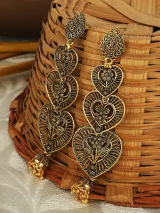 ANIKAS CREATION Gold-Plated Heart Shaped Drop Earrings