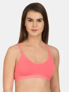 Tweens Coral Solid Non-Wired Lightly Padded Workout Bra TW-275-CRL-30B