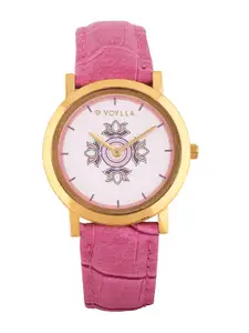 Voylla Women White & Gold-Toned Leather Analogue Watch 8905124081350