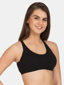 Tweens Black Solid Non-Wired Lightly Padded Workout Bra TW-276-BLK-30B