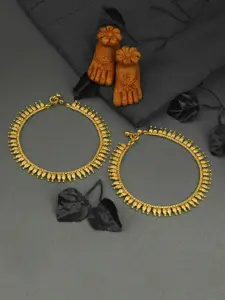 Adwitiya Collection Set Of 2 24-CT Gold-Plated Handcrafted Anklets