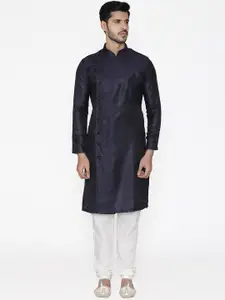 Manyavar Men Black & White Solid Kurta with Pyjamas