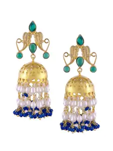 Silvermerc Designs Gold-Plated & Blue Dome Shaped Jhumkas