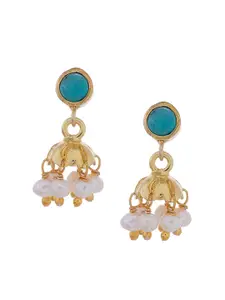 Silvermerc Designs Gold-Plated Handcrafted Blue Classic Jhumkas