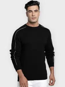 Red Tape Men Black Solid Pullover Sweater