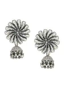 Silvermerc Designs Silver-Plated Sterling Silver Floral Jhumkas