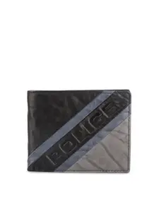 Police Men Brown & Grey Solid Two Fold Genuine Leather Wallet