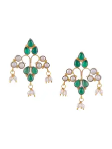 Silvermerc Designs Gold-Plated & White Oynx Floral Chandbalis