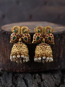 Fabstreet Gold-Plated Temple Classic Jhumkas