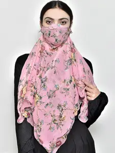 SWAYAM Women Pink Printed 3-Ply Anti-Pollution Reusable Protective Outdoor Mask Cum Scarf