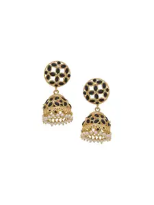 Silvermerc Designs Gold-Plated & Black Dome Shaped Jhumkas