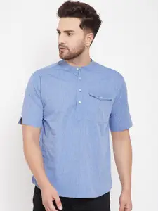 even Men Blue Woven Design Straight Kurta