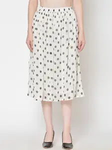 Cation Women Off-White & Grey Printed Flared Skirt