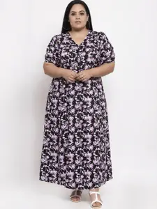plusS Women Black Printed Maxi Dress