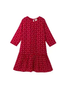 Cub McPaws Girls Red Printed Drop-Waist Dress