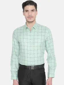 J Hampstead Men Green Slim Fit Checked Casual Shirt