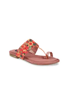 Shoetopia Women Pink Embellished One Toe Flats