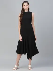 Athena Women Black Solid A-Line Dress