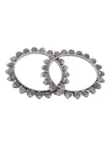 Silvermerc Designs Set Of 2 Silver-Plated Oxidised Bangle-Style Bracelets