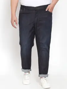 plusS Men Navy Blue Regular Fit Mid-Rise Clean Look Jeans