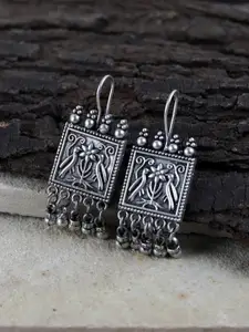Fabstreet Silver-Plated Square Drop Earrings