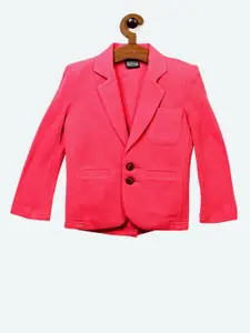 RIKIDOOS Boys Pink Solid Regular Fit Single-Breasted Blazer