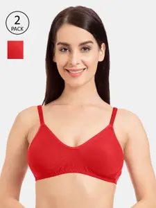 Tweens Pack of 2 Red Solid Non-Wired Non Padded Everyday Bra TW-285-3PC-RD-30B