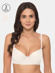 Tweens Pack Of 2 White Solid Underwired Heavily Padded Everyday Bras TW-91401-2PC-OFFW-30B