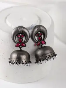 Fabstreet Silver Plated Handcrafted Dome Shaped Jhumkas