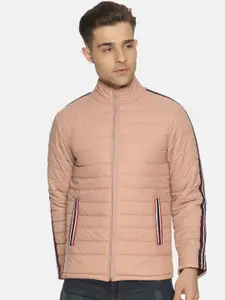 Campus Sutra Men Pink Solid Windcheater Padded Jacket