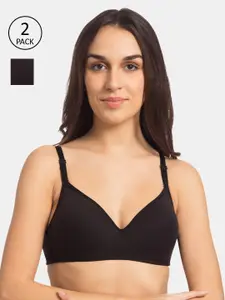 Tweens Black Pack of 2 Solid Non-Wired Lightly Padded Everyday Bra TW-91100-2PC-BLK-30B