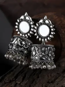 Fabstreet Silver-Plated Geometric Drop Earrings