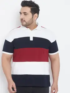 bigbanana Men White & Red Colourblocked Polo Collar T-shirt