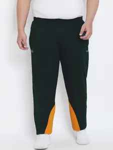 bigbanana Men Teal& Orange Colourblocked Straight-Fit Trackpants