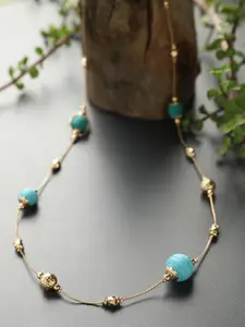 STREET 9 Gold-Toned & Blue Mini Ball Necklace