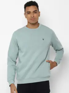 Allen Solly Men Sea Green Solid Sweatshirt