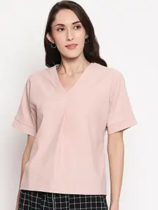 Annabelle by Pantaloons Women Pink Self Design Top