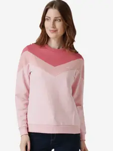 Mode by Red Tape Women Pink Colourblocked Sweatshirt