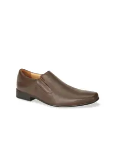 Bata Men Brown Solid Leather Slip-On Shoes