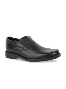 Bata Men Black Solid Leather Slip-On Shoes