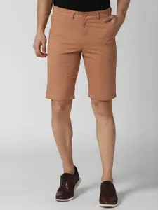 Peter England Casuals Men Peach-Coloured Solid Regular Fit Shorts