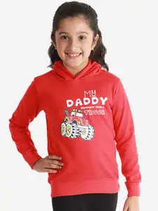 Naughty Ninos Naughty Ninos Girls Red Printed Hooded Sweatshirt