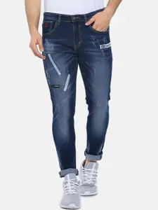 Campus Sutra Men Navy Blue Slim Fit Mid-Rise Low Distress Jeans