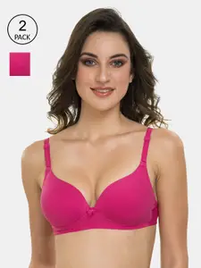 Tweens Pack Of 2 Pink Solid Underwired Lightly Padded Everyday Bra TLW-419-2PC-RSP-32B