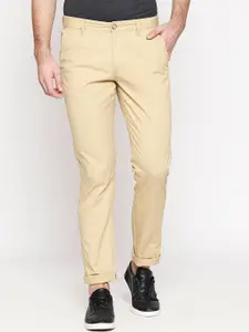 Spiritus by pantaloons Men Beige Slim Fit Solid Regular Trousers