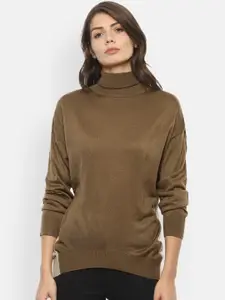 Van Heusen Woman Women Brown Solid Pullover Sweater